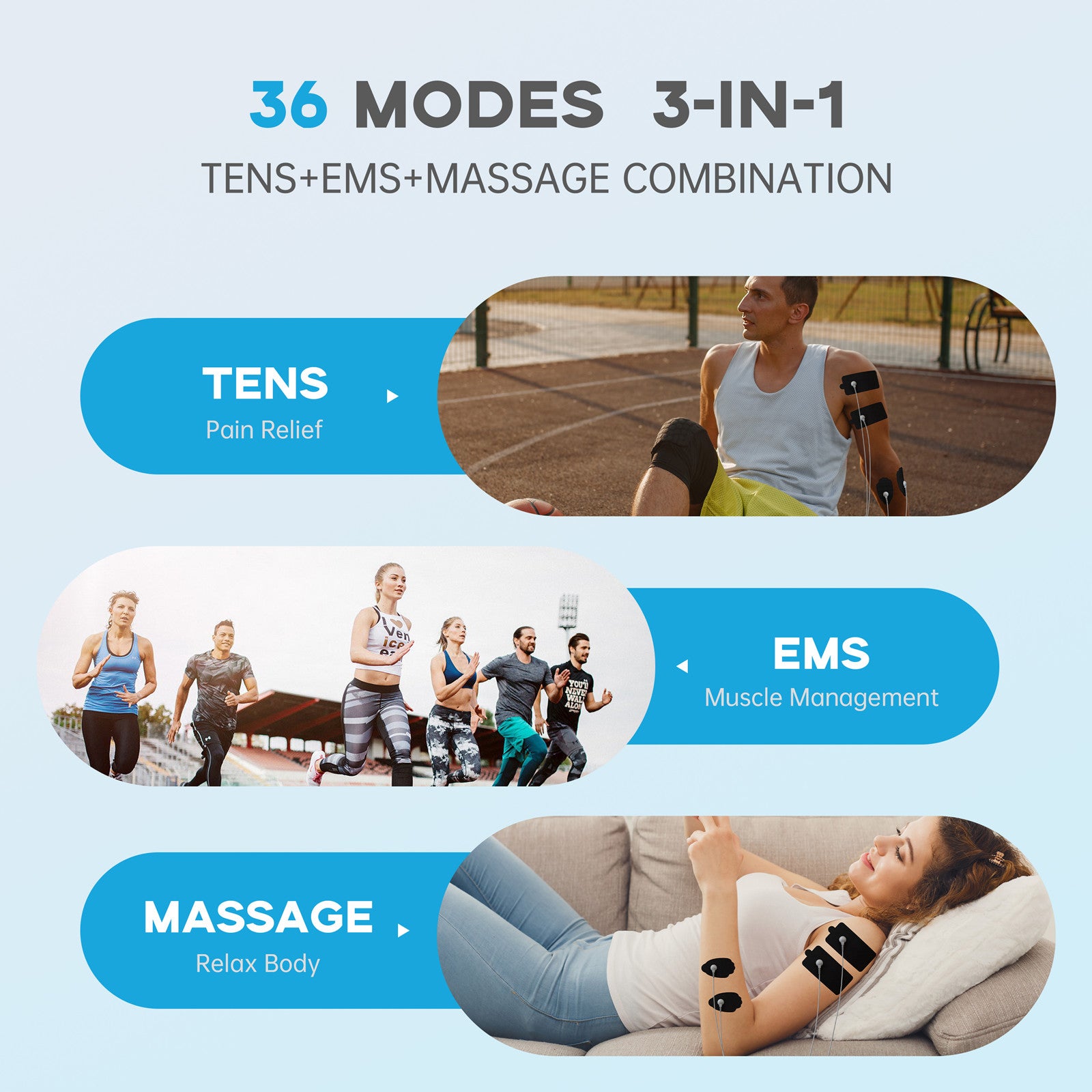 36 Modes Tens Unit Muscle Stimulator Machine Pulse Massager
