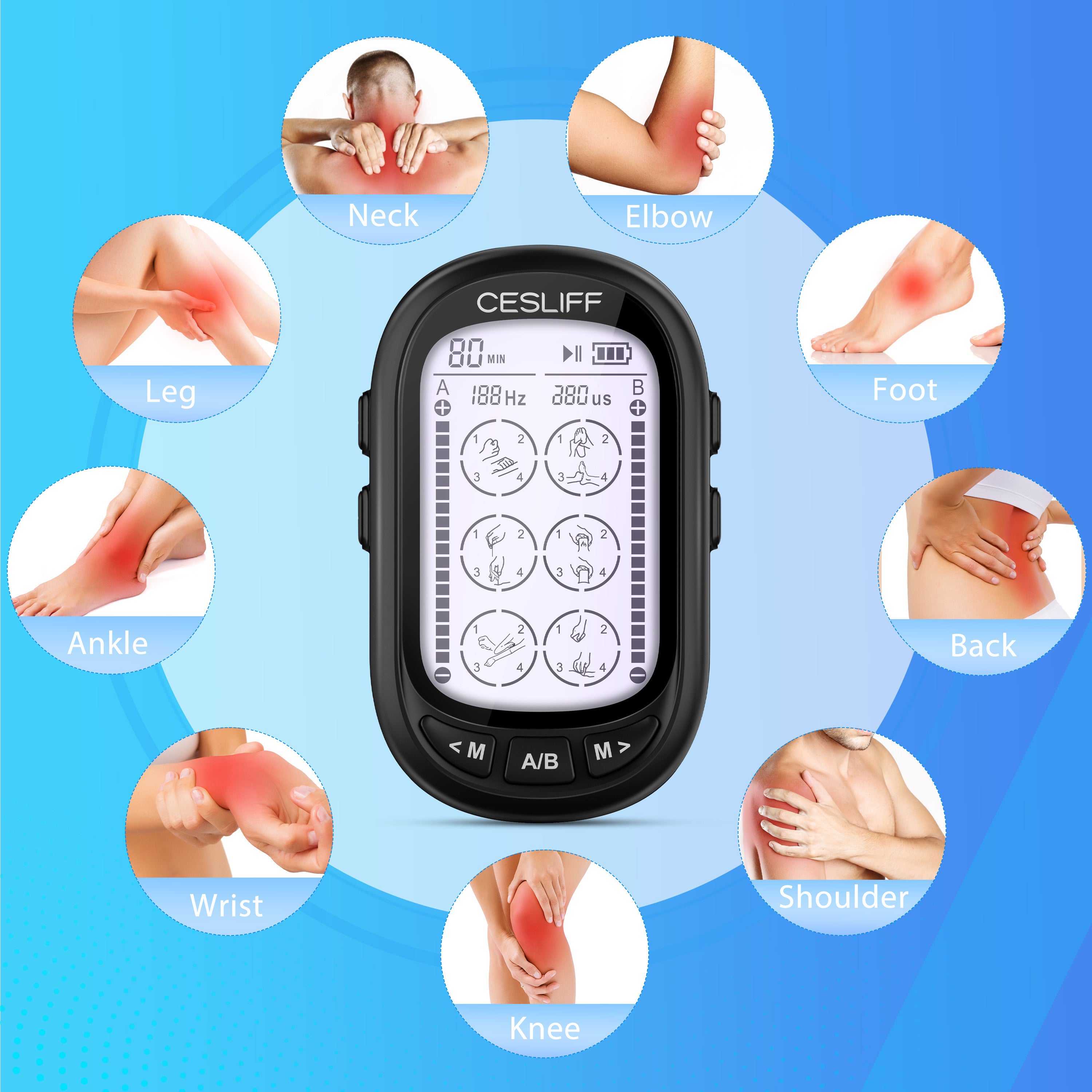 Tens Ems Unit Muscle Stimulator Digital Full Body Back Pain Relief Dual  Channel